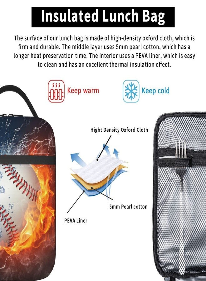 Funacola Baseball Ball Cool Lunch Bag For Boys Men Reusable Lunch Box Insulated Portable Meal Tote For Kids Girls School Women Work Travel Picnic - Image 4